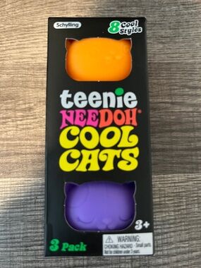 Teenie NeeDoh Cool Cats 3-Pack Cat Toys — Orange & Purple